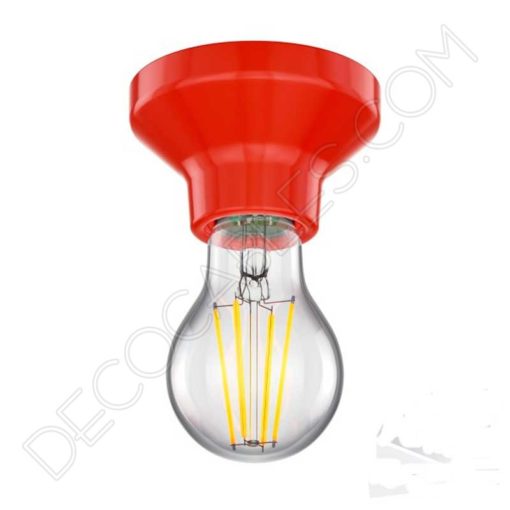 Portalámparas zócalo Retro porcelana rojo Elektra 6 Portalámparas cerámico zócalo rojo modelo Elektra
