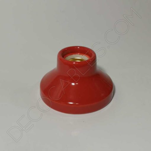 Portalámparas zócalo Retro porcelana rojo Elektra 1 Portalámparas superficie cerámica modelo Elektra color rojo