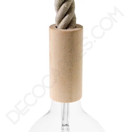 Decocables. Tienda de cables, de bombillas y de lámparas 40 Portalámparas de madera cilindro especial cable soga 30mm