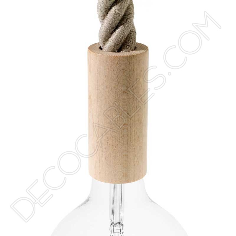 Portalámparas de madera cilindro especial cable soga 30mm Portalámparas de madera cilindro especial cable soga 30mm