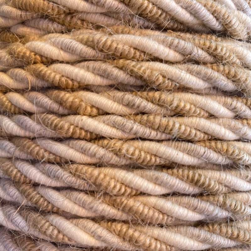 Cable eléctrico trenzado de yute lino y algodón 3x0,75 Cable eléctrico trenzado de yute lino y algodón 3x0,75