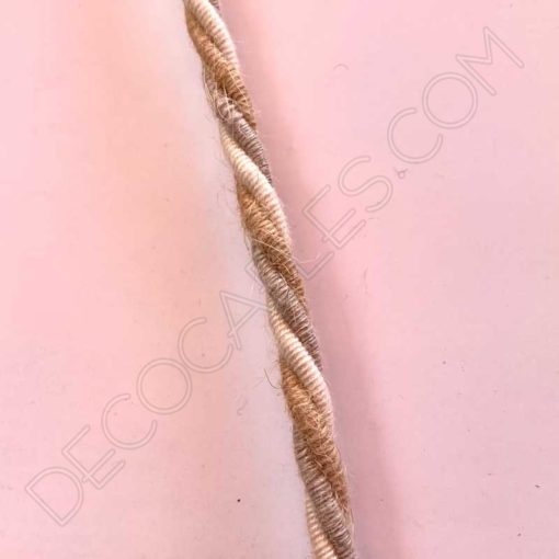 Cable trenzado de 3 hilos Lino, Algodón y Yute (sección 3x0,75mm²) 3 Cable eléctrico trenzado de yute lino y algodón 3x0,75