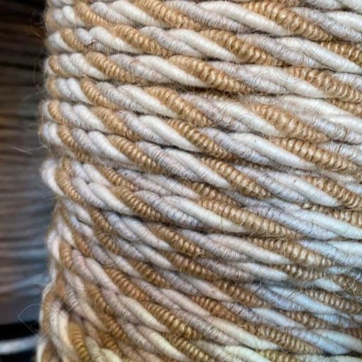 Cable trenzado de 3 hilos Lino, Algodón y Yute (sección 3x0,75mm²) 2 Cable eléctrico trenzado de yute lino y algodón 3x0,75